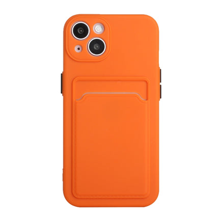 Card Slot Design Shockproof TPU Protective Case For iPhone 13(Orange)-garmade.com