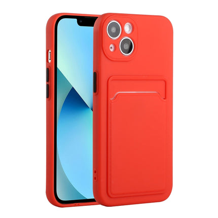 Card Slot Design Shockproof TPU Protective Case For iPhone 13(Red)-garmade.com