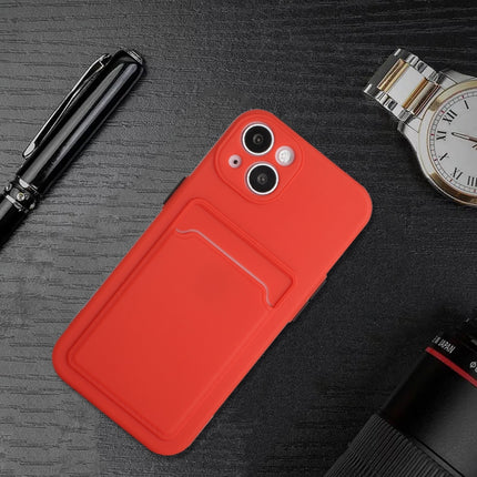 Card Slot Design Shockproof TPU Protective Case For iPhone 13(Red)-garmade.com