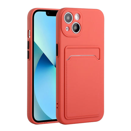 Card Slot Design Shockproof TPU Protective Case For iPhone 13(Plum Red)-garmade.com