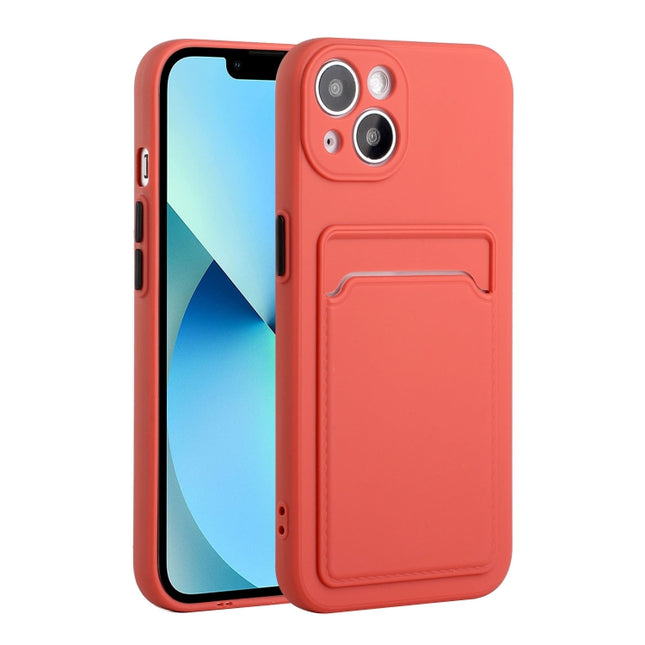 Card Slot Design Shockproof TPU Protective Case For iPhone 13(Plum Red)-garmade.com