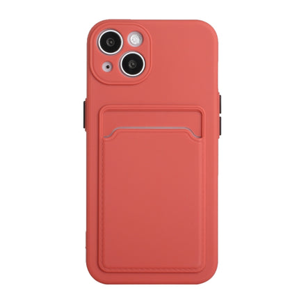 Card Slot Design Shockproof TPU Protective Case For iPhone 13(Plum Red)-garmade.com