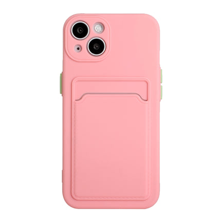 Card Slot Design Shockproof TPU Protective Case For iPhone 13(Pink)-garmade.com