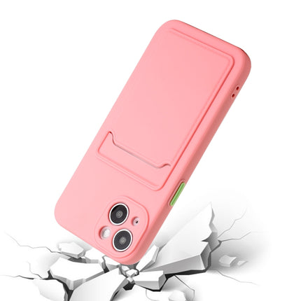 Card Slot Design Shockproof TPU Protective Case For iPhone 13(Pink)-garmade.com