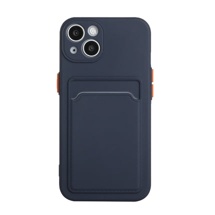 Card Slot Design Shockproof TPU Protective Case For iPhone 13 mini(Dark Blue)-garmade.com