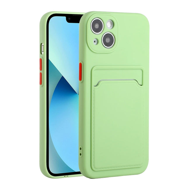 Card Slot Design Shockproof TPU Protective Case For iPhone 13 mini(Green)-garmade.com
