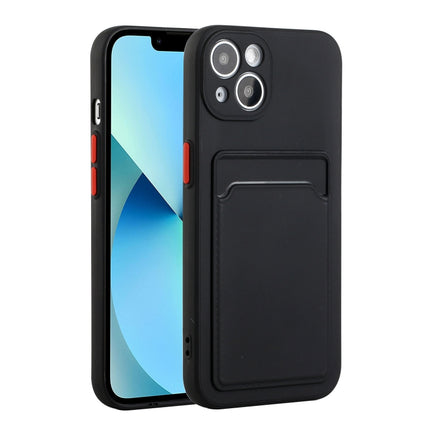 Card Slot Design Shockproof TPU Protective Case For iPhone 13 mini(Black)-garmade.com