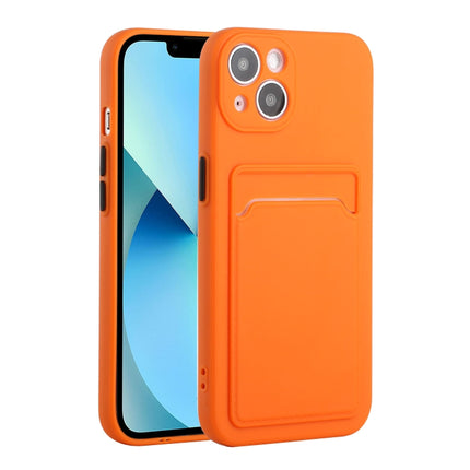 Card Slot Design Shockproof TPU Protective Case For iPhone 13 mini(Orange)-garmade.com