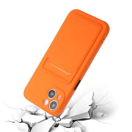 Card Slot Design Shockproof TPU Protective Case For iPhone 13 mini(Orange)-garmade.com