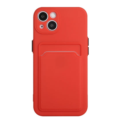 Card Slot Design Shockproof TPU Protective Case For iPhone 13 mini(Red)-garmade.com
