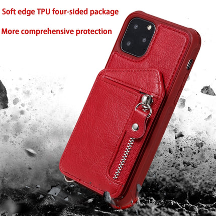 For iPhone 11 Pro Dual Buckles Zipper Shockproof Back Cover Protective Case with Holder & Card Slots & Wallet & Lanyard & Photos Frames(Blue)-garmade.com