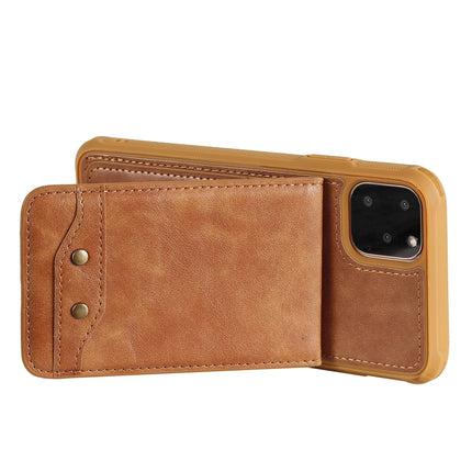 For iPhone 11 Pro Max Vertical Flip Wallet Shockproof Back Cover Protective Case with Holder & Card Slots & Lanyard & Photos Frames(Brown)-garmade.com