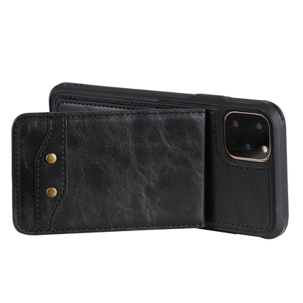 For iPhone 11 Pro Max Vertical Flip Wallet Shockproof Back Cover Protective Case with Holder & Card Slots & Lanyard & Photos Frames(Black)-garmade.com