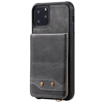 For iPhone 11 Pro Vertical Flip Wallet Shockproof Back Cover Protective Case with Holder & Card Slots & Lanyard & Photos Frames(Grey)-garmade.com