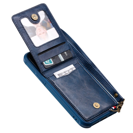 For iPhone 11 Pro Vertical Flip Wallet Shockproof Back Cover Protective Case with Holder & Card Slots & Lanyard & Photos Frames(Blue)-garmade.com