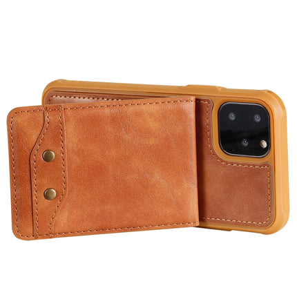 For iPhone 11 Pro Vertical Flip Wallet Shockproof Back Cover Protective Case with Holder & Card Slots & Lanyard & Photos Frames(Brown)-garmade.com
