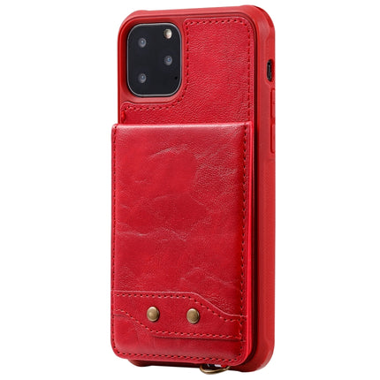 For iPhone 11 Pro Vertical Flip Wallet Shockproof Back Cover Protective Case with Holder & Card Slots & Lanyard & Photos Frames(Red)-garmade.com
