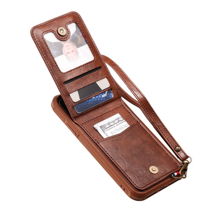 For iPhone 11 Vertical Flip Wallet Shockproof Back Cover Protective Case with Holder & Card Slots & Lanyard & Photos Frames(Coffee)-garmade.com