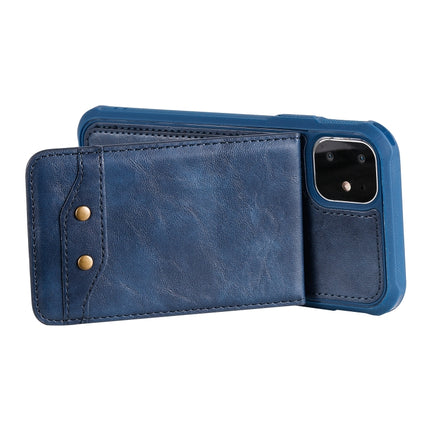 For iPhone 11 Vertical Flip Wallet Shockproof Back Cover Protective Case with Holder & Card Slots & Lanyard & Photos Frames(Blue)-garmade.com