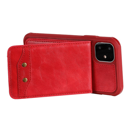 For iPhone 11 Vertical Flip Wallet Shockproof Back Cover Protective Case with Holder & Card Slots & Lanyard & Photos Frames(Red)-garmade.com