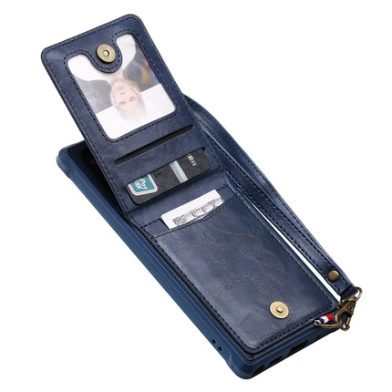 For Galaxy Note 10 Vertical Flip Wallet Shockproof Back Cover Protective Case with Holder & Card Slots & Lanyard & Photos Frames(Blue)-garmade.com