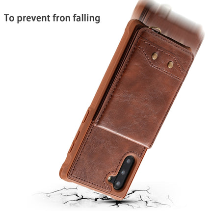 For Galaxy Note 10 Vertical Flip Wallet Shockproof Back Cover Protective Case with Holder & Card Slots & Lanyard & Photos Frames(Brown)-garmade.com