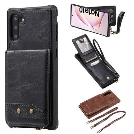 For Galaxy Note 10 Vertical Flip Wallet Shockproof Back Cover Protective Case with Holder & Card Slots & Lanyard & Photos Frames(Black)-garmade.com