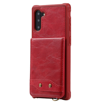 For Galaxy Note 10 Vertical Flip Wallet Shockproof Back Cover Protective Case with Holder & Card Slots & Lanyard & Photos Frames(Red)-garmade.com