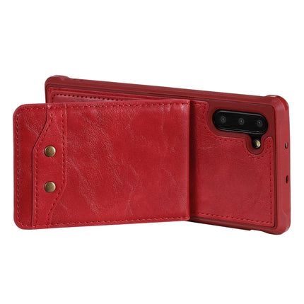 For Galaxy Note 10 Vertical Flip Wallet Shockproof Back Cover Protective Case with Holder & Card Slots & Lanyard & Photos Frames(Red)-garmade.com