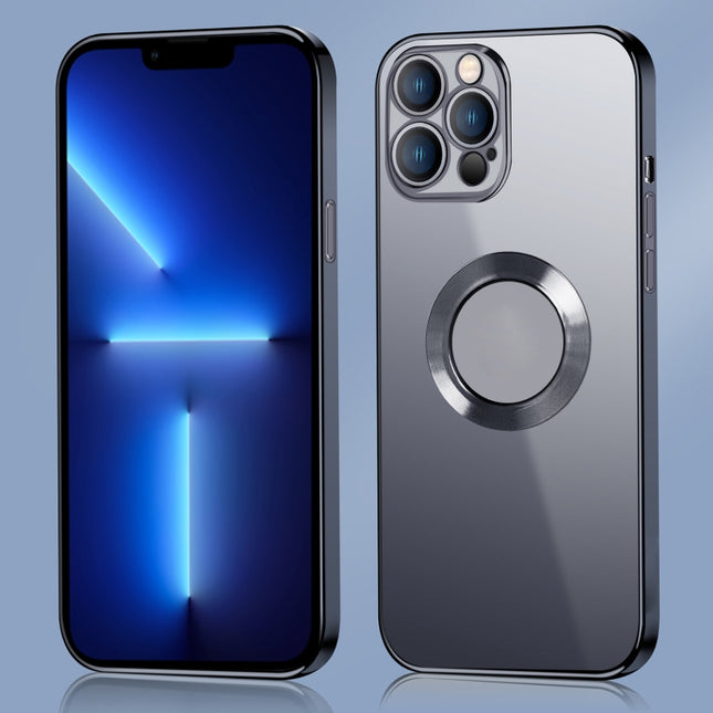 9D Electroplated Edge Metal Ring Clear PC + TPU Shockproof Case For iPhone 13 Pro(Black)-garmade.com