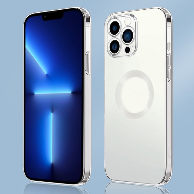 9D Electroplated Edge Metal Ring Clear PC + TPU Shockproof Case For iPhone 13 Pro(Transparent)-garmade.com