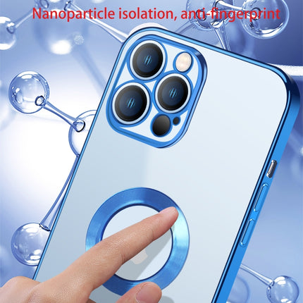 9D Electroplated Edge Metal Ring Clear PC + TPU Shockproof Case For iPhone 13 Pro(Blue)-garmade.com