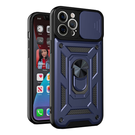 Sliding Camera Cover Design Precise Hole TPU+PC Protective Case For iPhone 13 Pro(Blue)-garmade.com