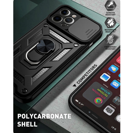 Sliding Camera Cover Design Precise Hole TPU+PC Protective Case For iPhone 13 Pro(Blue)-garmade.com