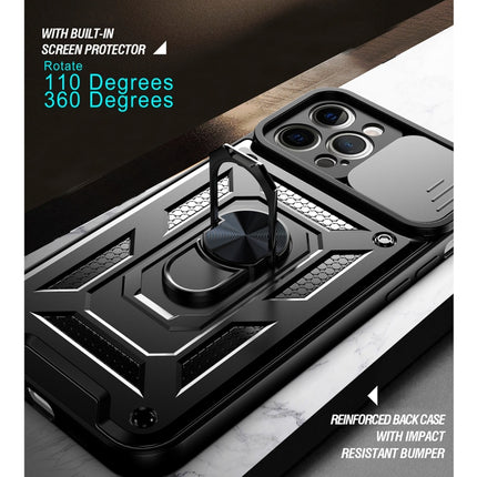 Sliding Camera Cover Design Precise Hole TPU+PC Protective Case For iPhone 13 Pro(Silver)-garmade.com