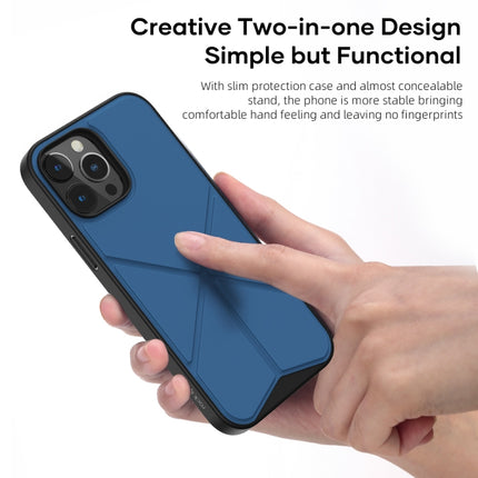 ROCK Element Plus TPU + PC Shockproof Protective Case with Folding Holder For iPhone 13 Pro(Blue)-garmade.com