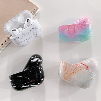 For AirPods Pro Marble Texture Plastic Earphone Protective Case(Black)-garmade.com