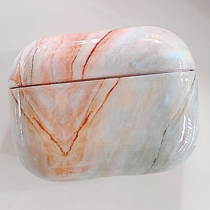 For AirPods Pro Marble Texture Plastic Earphone Protective Case(Orange)-garmade.com
