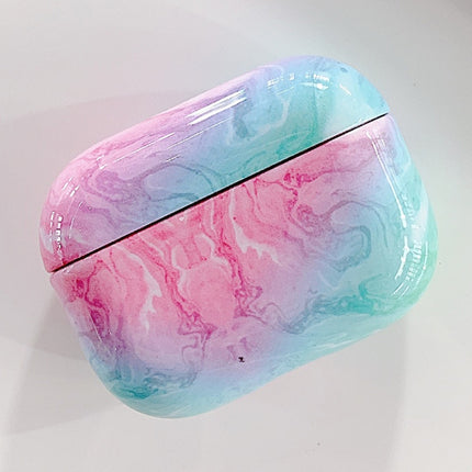 For AirPods Pro Marble Texture Plastic Earphone Protective Case(Pink Green)-garmade.com