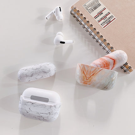 For AirPods Pro Marble Texture Plastic Earphone Protective Case(Pink Green)-garmade.com