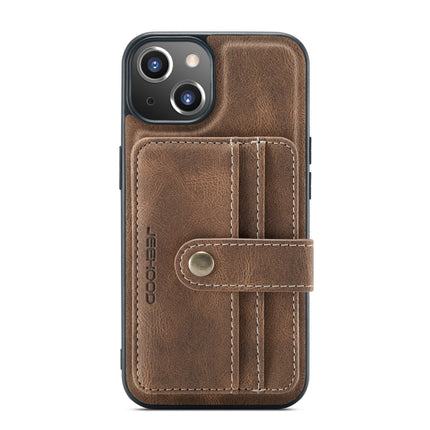 JEEHOOD Anti-theft Brush Magnetic PU + TPU Protective Case with Card Slot For iPhone 13 mini(Brown)-garmade.com