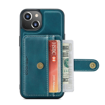 JEEHOOD Anti-theft Brush Magnetic PU + TPU Protective Case with Card Slot For iPhone 13 mini(Blue)-garmade.com