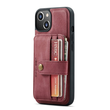 JEEHOOD Anti-theft Brush Magnetic PU + TPU Protective Case with Card Slot For iPhone 13 mini(Red)-garmade.com