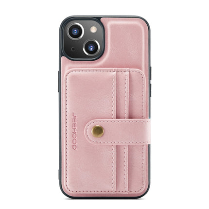 JEEHOOD Anti-theft Brush Magnetic PU + TPU Protective Case with Card Slot For iPhone 13 mini(Pink)-garmade.com