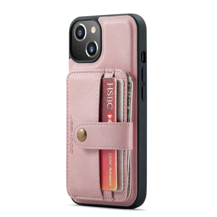 JEEHOOD Anti-theft Brush Magnetic PU + TPU Protective Case with Card Slot For iPhone 13 mini(Pink)-garmade.com