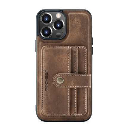 JEEHOOD Anti-theft Brush Magnetic PU + TPU Protective Case with Card Slot For iPhone 13 Pro(Brown)-garmade.com