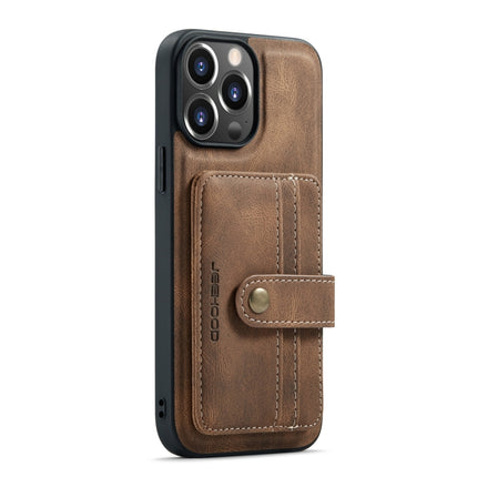 JEEHOOD Anti-theft Brush Magnetic PU + TPU Protective Case with Card Slot For iPhone 13 Pro(Brown)-garmade.com