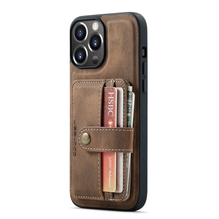 JEEHOOD Anti-theft Brush Magnetic PU + TPU Protective Case with Card Slot For iPhone 13 Pro(Brown)-garmade.com