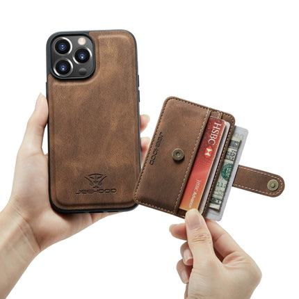 JEEHOOD Anti-theft Brush Magnetic PU + TPU Protective Case with Card Slot For iPhone 13 Pro(Brown)-garmade.com