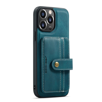 JEEHOOD Anti-theft Brush Magnetic PU + TPU Protective Case with Card Slot For iPhone 13 Pro(Blue)-garmade.com
